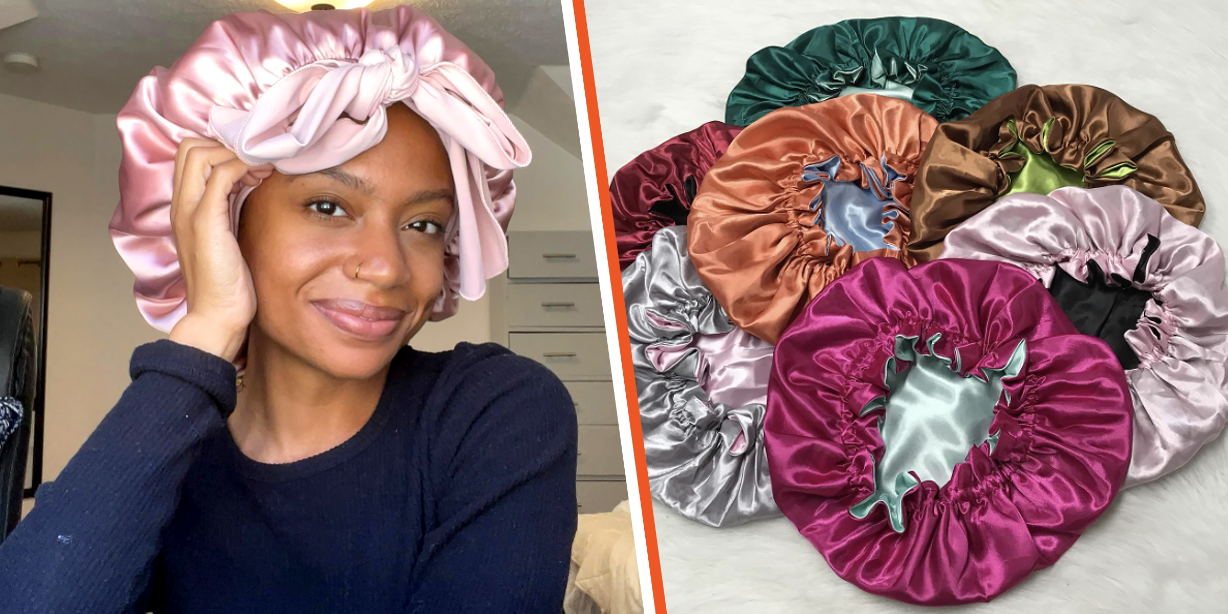 A woman with a silk hair wrap | Silk bonnets | Source: